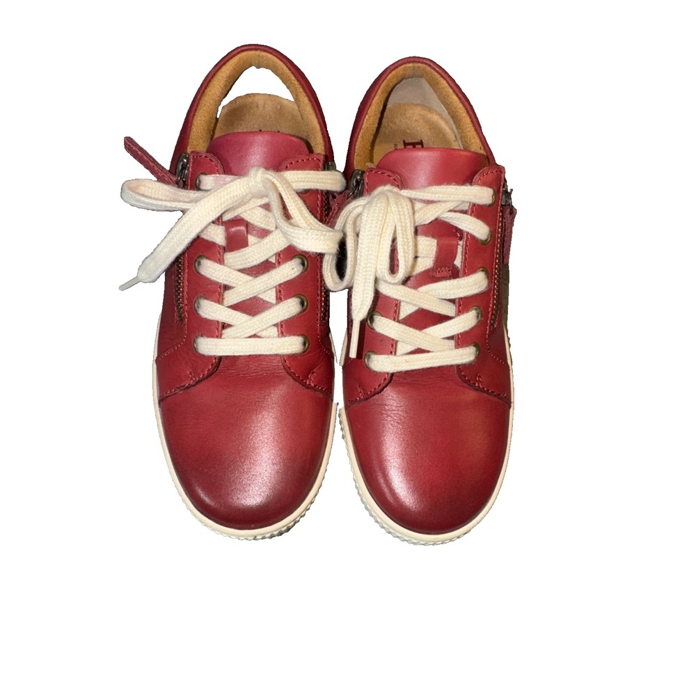Born Women's Paloma Leather Zip Lace-Up Sneakers Shoes Red Size 8.5 comfort zip